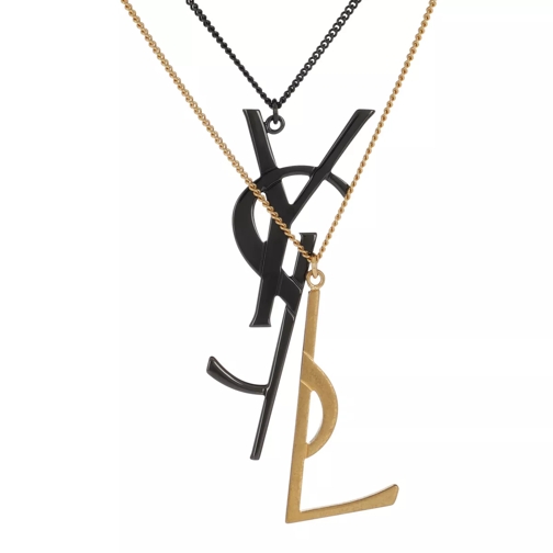 Saint Laurent YSL Monogramme Necklace Black/Gold Kurze Halskette