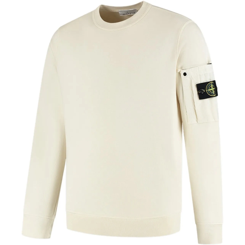 Stone Island  Minimalist Long-Sleeve Sweatshirt With Patch Pocke IVORY(Image 2)