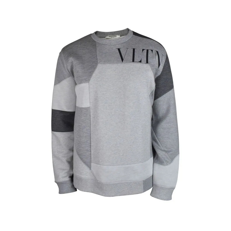 Valentino Garavani  Patchwork Grey Cotton Sweatshirt Grey