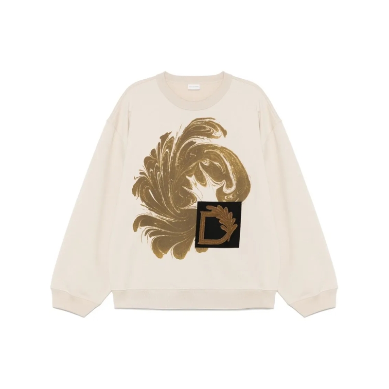 Dries Van Noten  Long-Sleeved Crew Neck Sweatshirt Neutrals