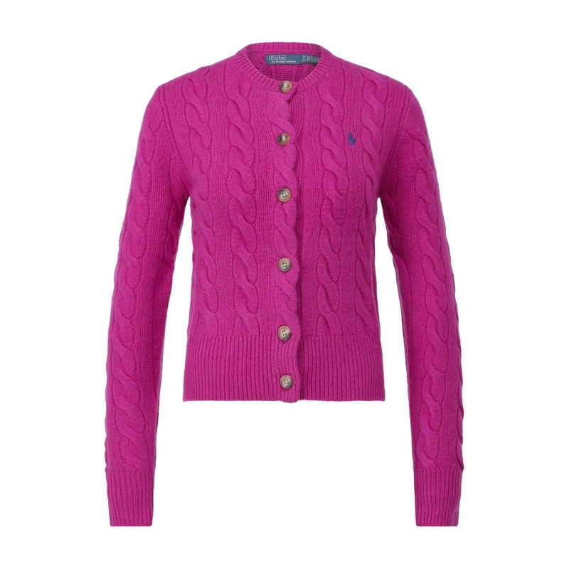 Polo Ralph Lauren Strickjacke Strickjacke aus Zopfstrick Pink