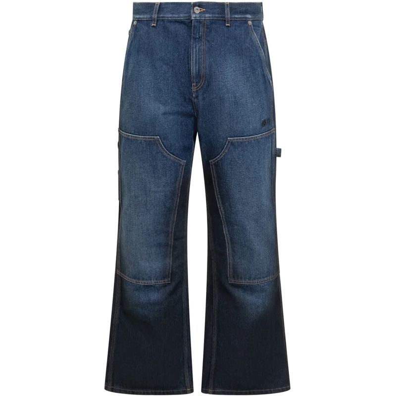 Off-White Boyfriend-Jeans Jeans Off-White a Gamba Larga in Denim Blu blau