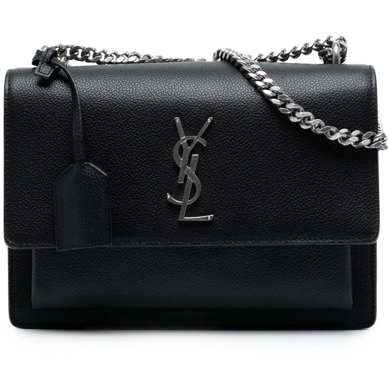 Saint Laurent Schultertasche Medium Grained Calfskin Monogram Sunset Crossbody schwarz
