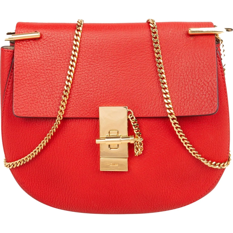 Chloé Tote Chloe Rouge Leather Drew Crossbody Bag rot