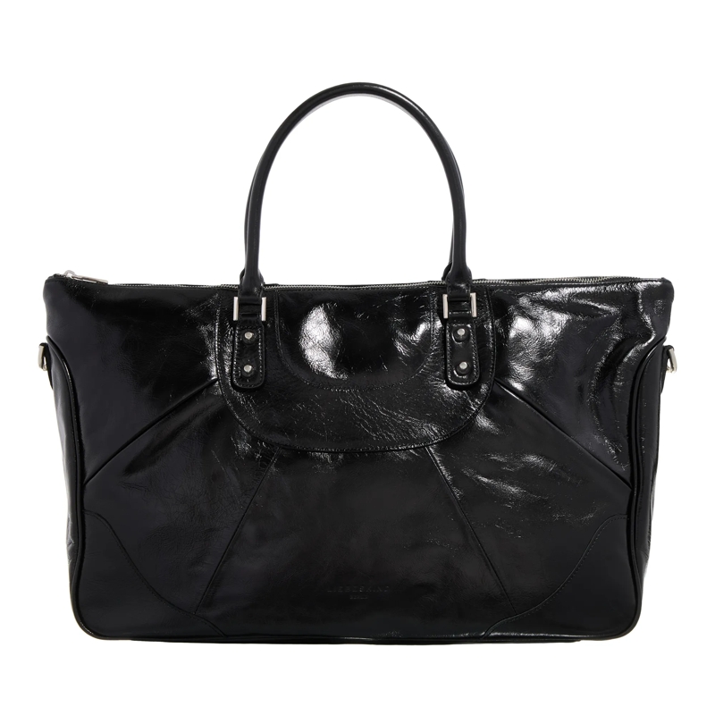 Liebeskind Berlin Shopper Esther Lack Distressed Satchel Bag XL Black