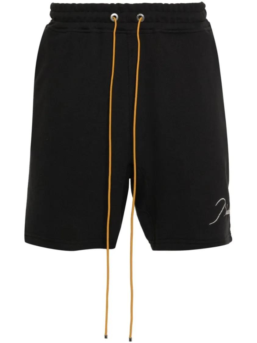 Rhude - Logo-Embroidered Piqué Shorts - Größe M - schwarz