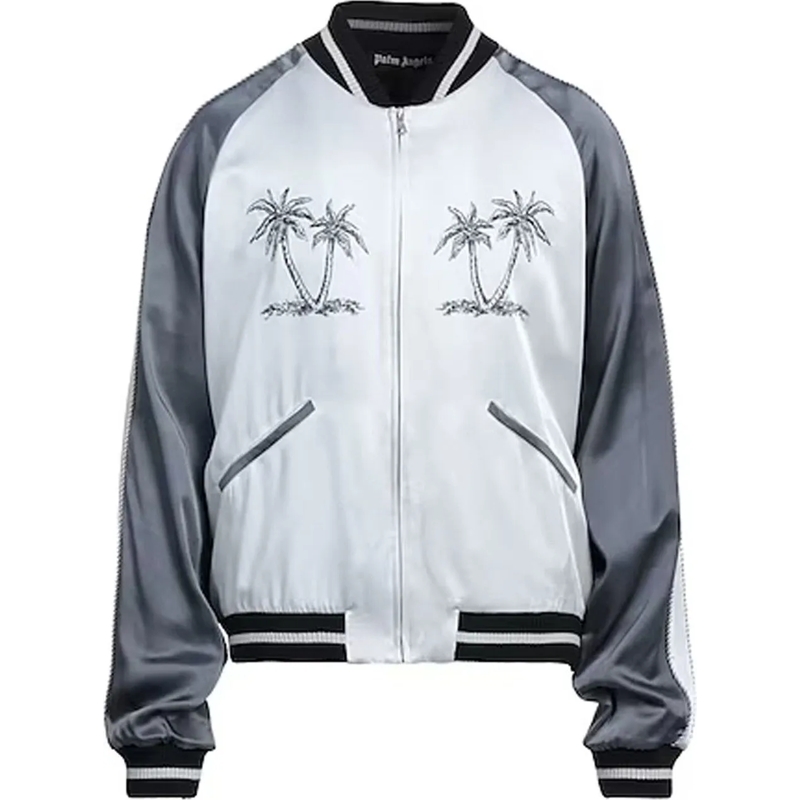 Palm Angels Donsjas Palms Souvenir Bomber Jacket Grey