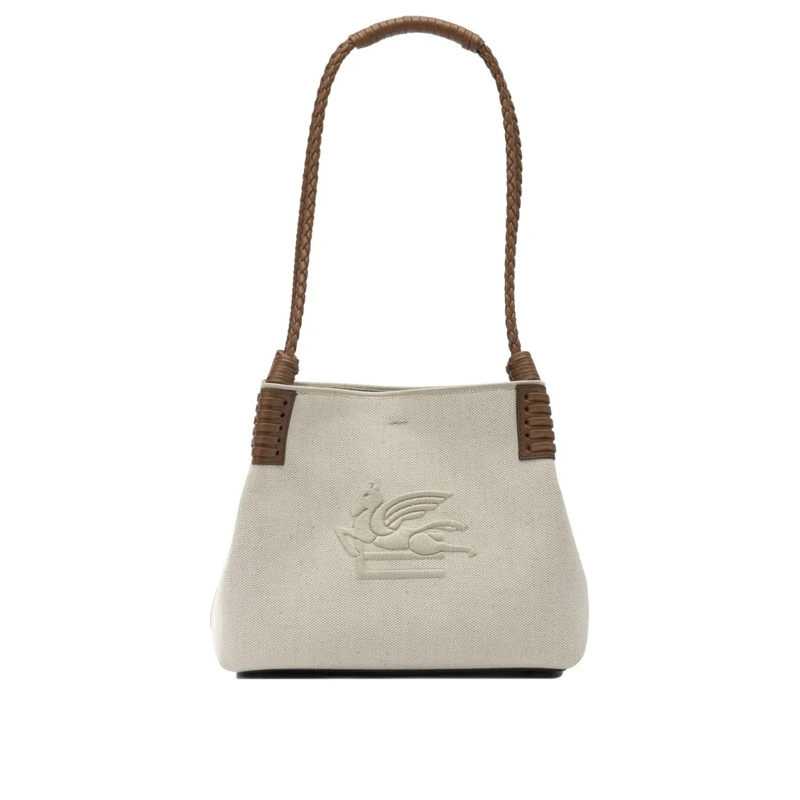 Etro Schultertasche Textured Cotton Small 'Libra' Shoulder Bag Neutrals