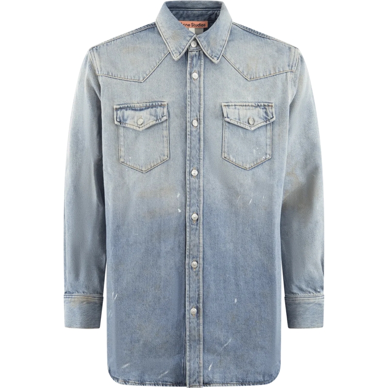 Acne Studios Legeres Oberteil Lyocell And Cotton Shirt Blue