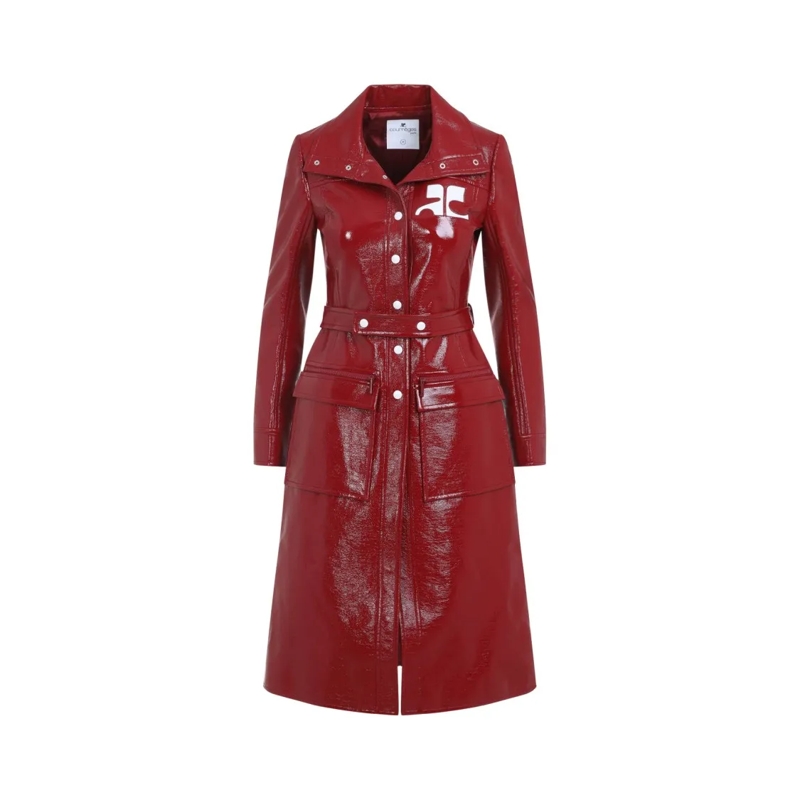 Courrèges Manteaux de tanche Belted Trench Coat Red