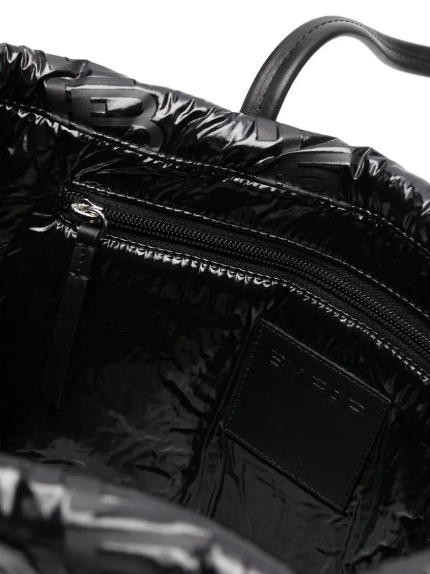By Far Shoppers & Totes Black Embossed Leather Handbag in zwart
