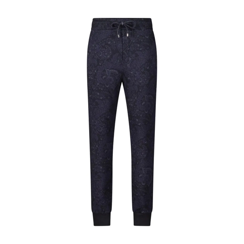 Etro Sweatpants mit Paisley Muster Dunkelblau Casual Broek