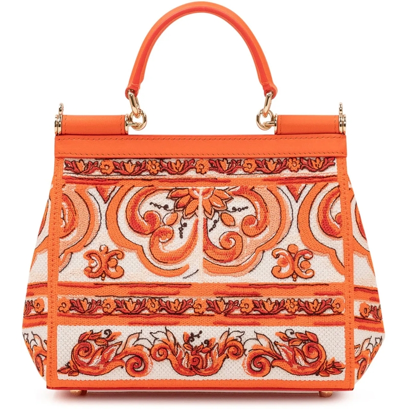 Dolce&Gabbana Tote Borsa a Mano Sicily Piccola con Ricamo Ornamentale orange(Image 4)