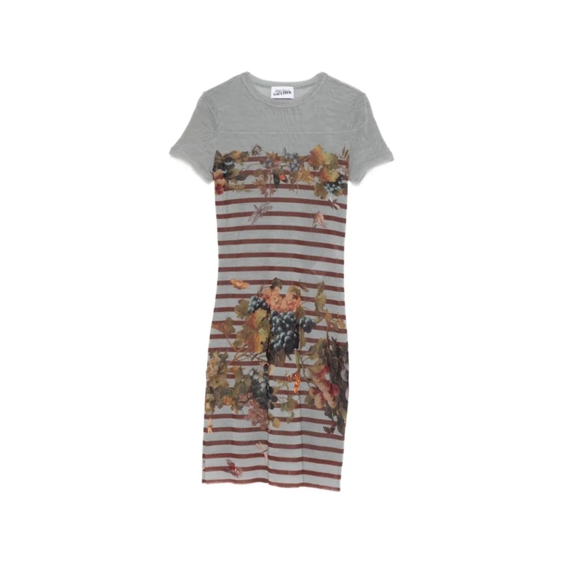 Jean Paul Gaultier Minikleid Fitted Mini Dress With Floral Grey