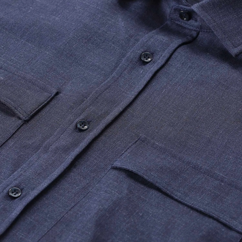 Paul & Shark Chemise Hemd in Jeans-Optik aus Wolle & Seide blau(Image 4)