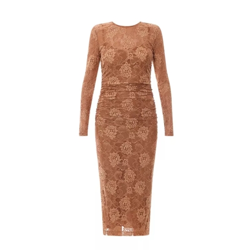 Dolce&Gabbana Lace Long Dress With Silk Petticoat Brown Robes Maxi