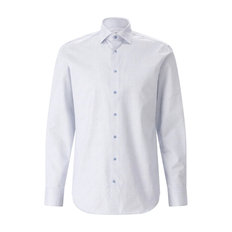STENSTRÖMS Overhemd Regular-Fit Hemd mit Muster Hellblau