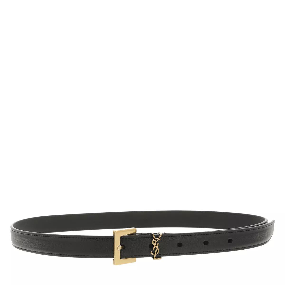 Saint Laurent Monogram Square Buckle Slim Belt Leather Black | Ledergürtel