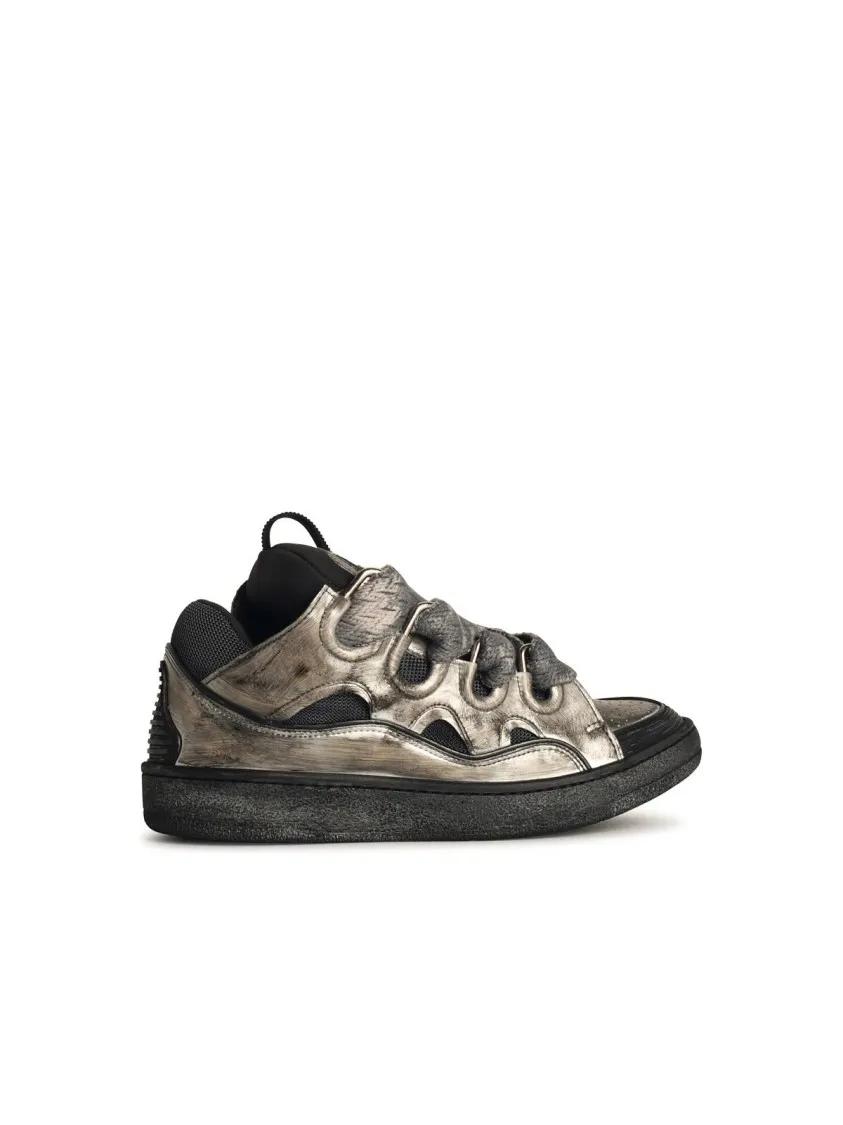 Lanvin Low-Top Sneaker - Curb%27 Grey Leather Blend Sneakers - Gr. 41 (EU) - in Grau - für Damen