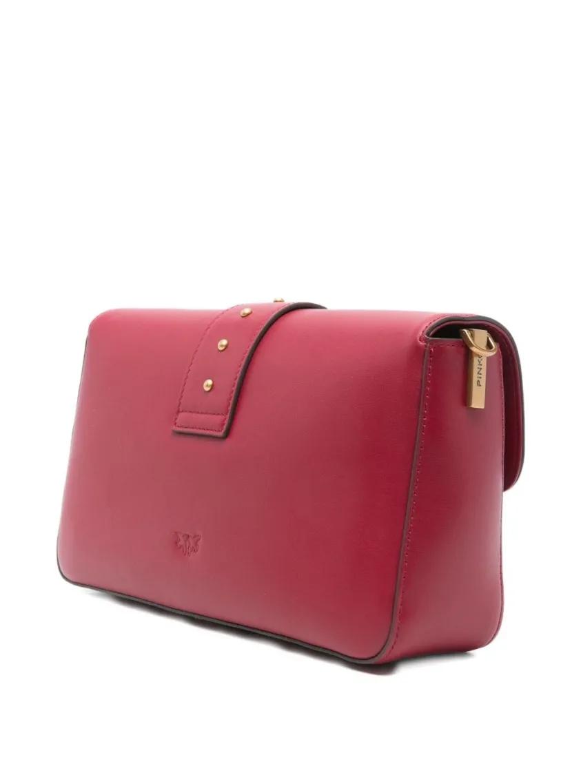 Thumbnail - Pinko Hobo Bags - Structured Red Calfskin Shoulder Bag With Gold Cla - Gr. unisize - in Rot - für Damen