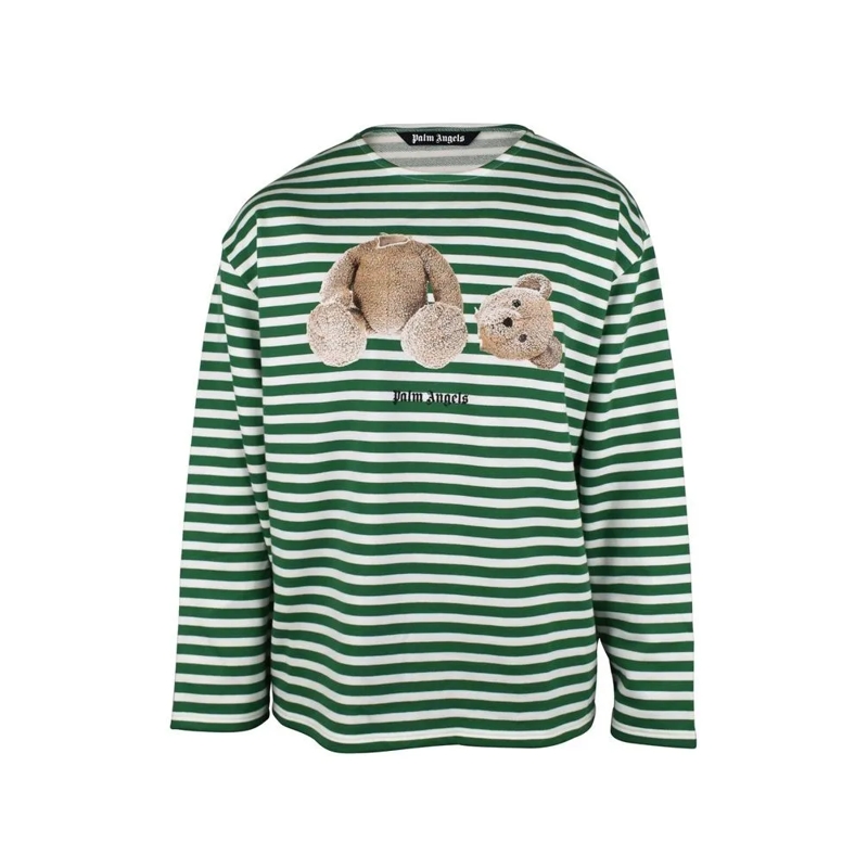 Palm Angels Top met lange mouwen Striped Cotton Long-Sleeved T-Shirt Grey