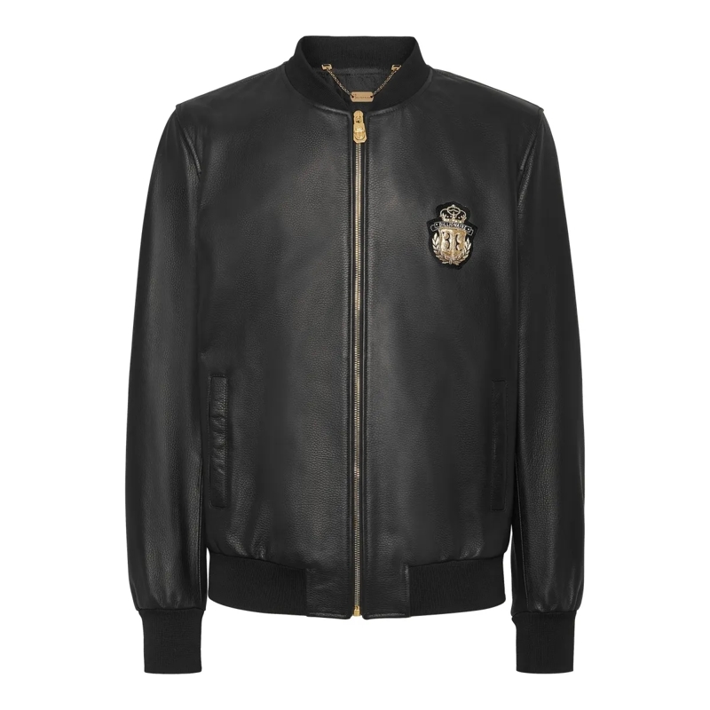 BILLIONAIRE Lederjacke Leder-Bomber schwarz