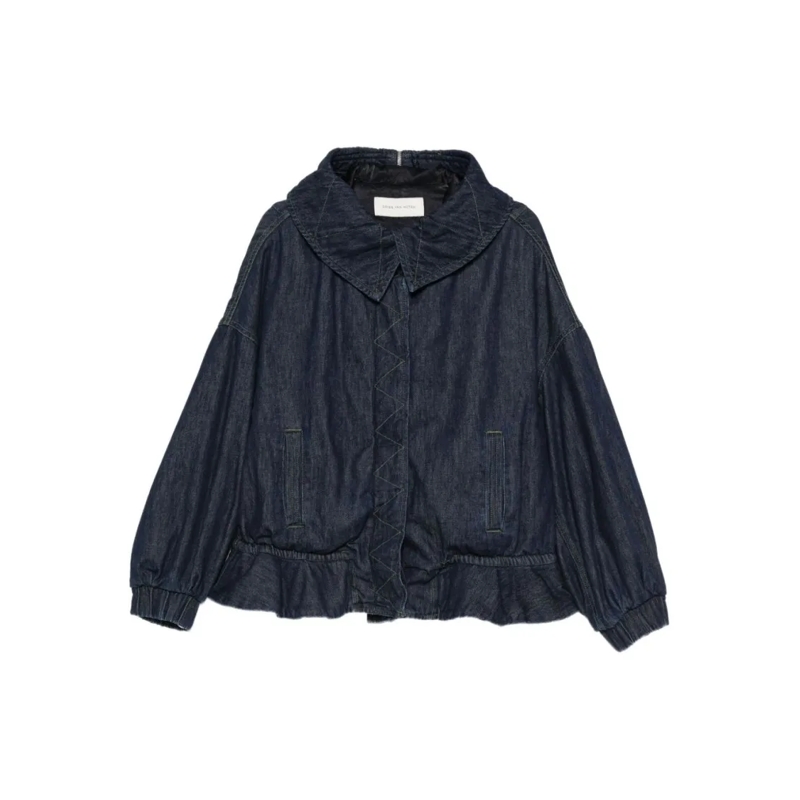 Dries Van Noten Übergangsjacke Voluminous Cape-Back Jacket With Oversized Collar Blue