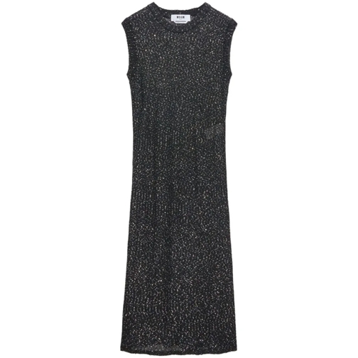 MSGM Midi-Kleider Black Long Knitted Dress Black