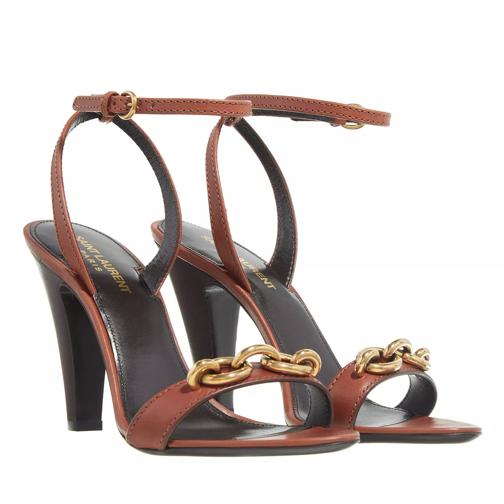 Saint Laurent Le Maillon Sandals In Smooth Leather Brown Sandal med band