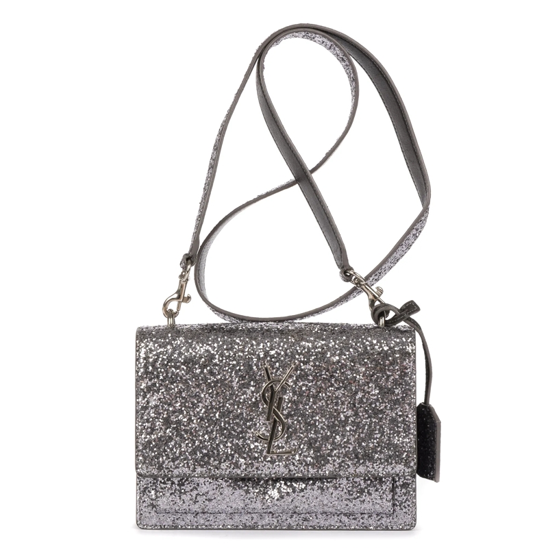 Saint Laurent Crossbody Bag Glitter Small Sunset silber