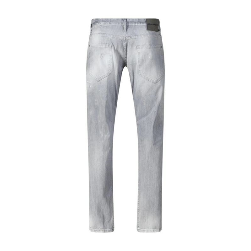 Dsquared2 Jeans Slim Fit Light Grey Distressed Jeans With Tapered  White(Image 3)