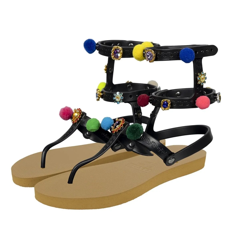 UZURII Flip Flops Zehentrenner Mondriaan Colorful Black gelb
