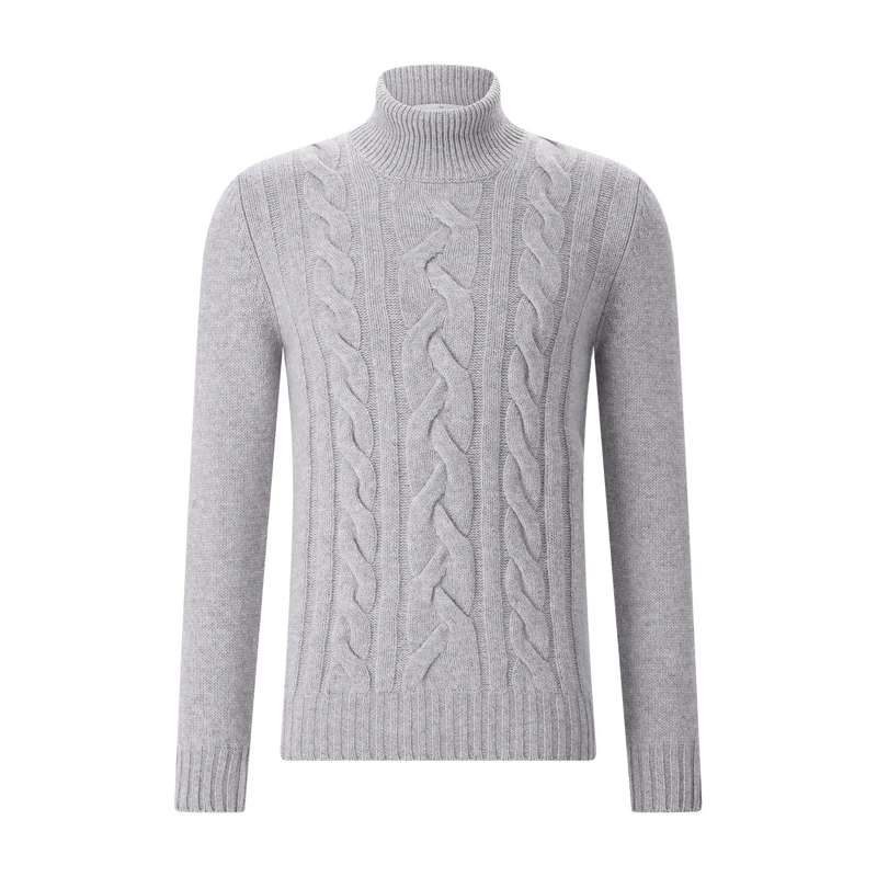 Gran Sasso Pull à col roulé Pullover aus Schurwolle grau