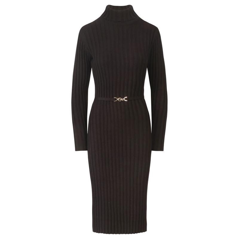 Apart Midikleid Midistrickkleid schwarz