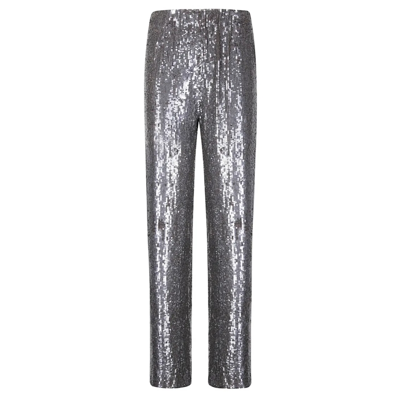 P.A.R.O.S.H.  Sequined Trousers With Elasticated Waist Grey
