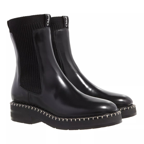 Chloé Chelsea Boot Noua Shiny Leather Ankle Boots Black