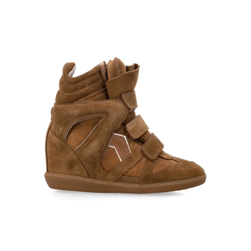 Isabel Marant Low-Top-Sneaker Suede Wedge Sneakers With Internal Elevation Brown
