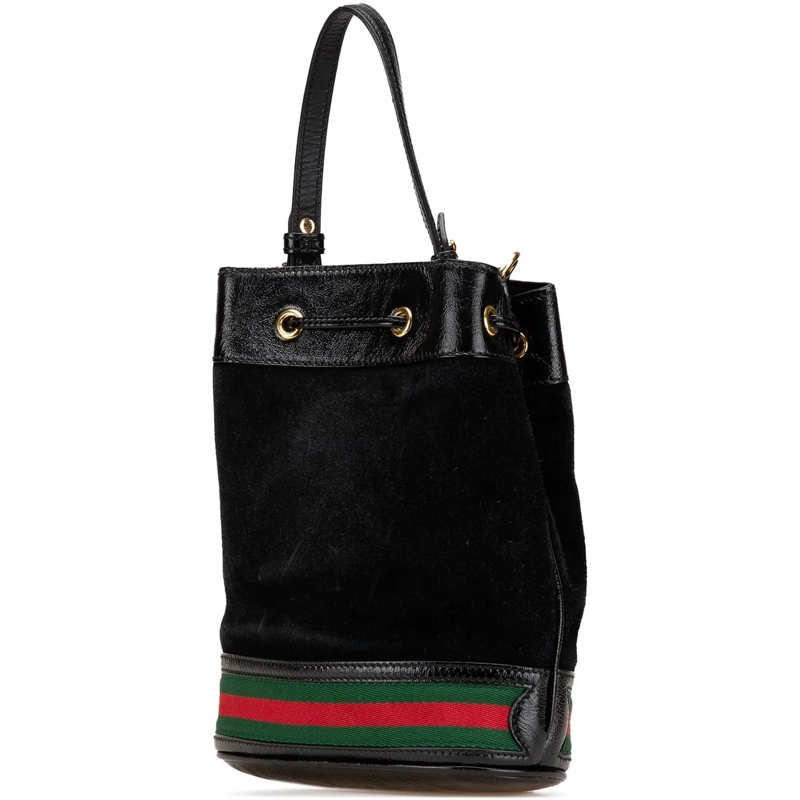Gucci Schultertasche Small Suede Ophidia Bucket schwarz