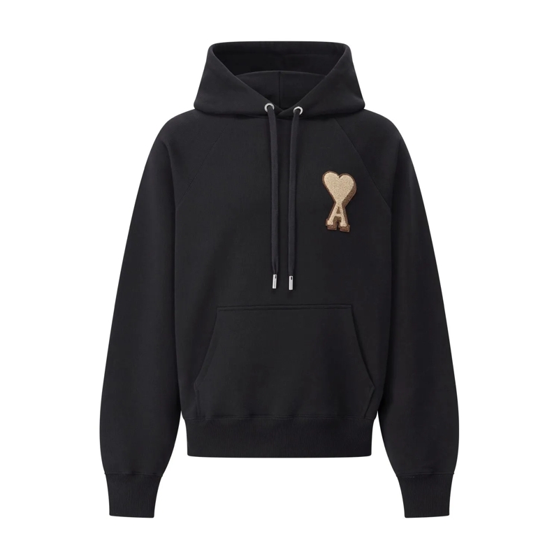 AMI Paris Hemd Hoodie mit Logo Schwarz