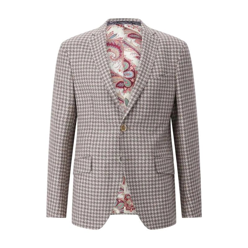 Etro Anzugjacke Sakko mit Hahnentrittmuster Beige