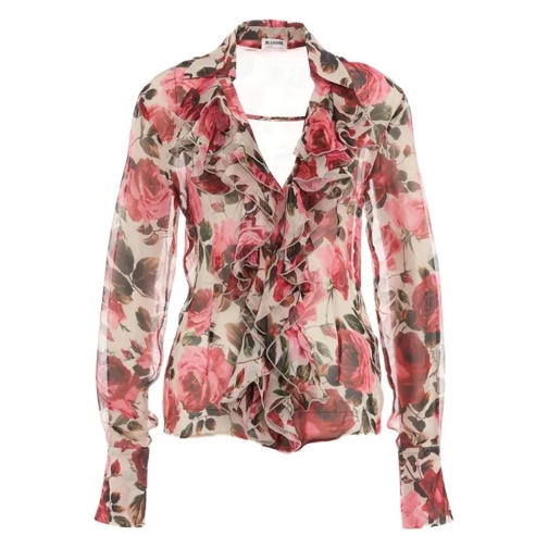 Blugirl Ruffle Blouse With Floral Print Pink Chemisiers
