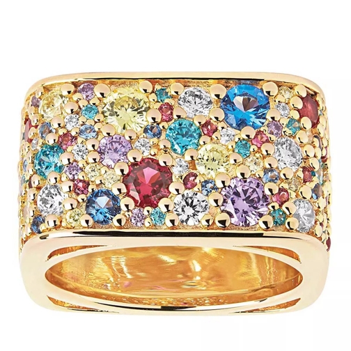 Sif Jakobs Jewellery Novara Quadrato Ring Multicoloured Zirconia Gold Bague de déclaration