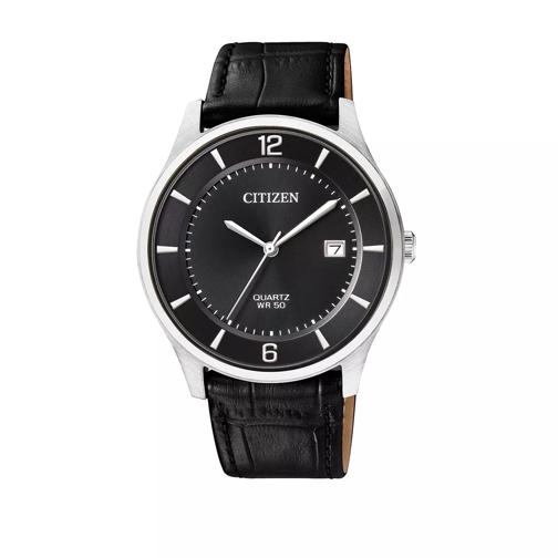 Citizen Leather Wristwatch Black Silver Multifunctioneel Horloge