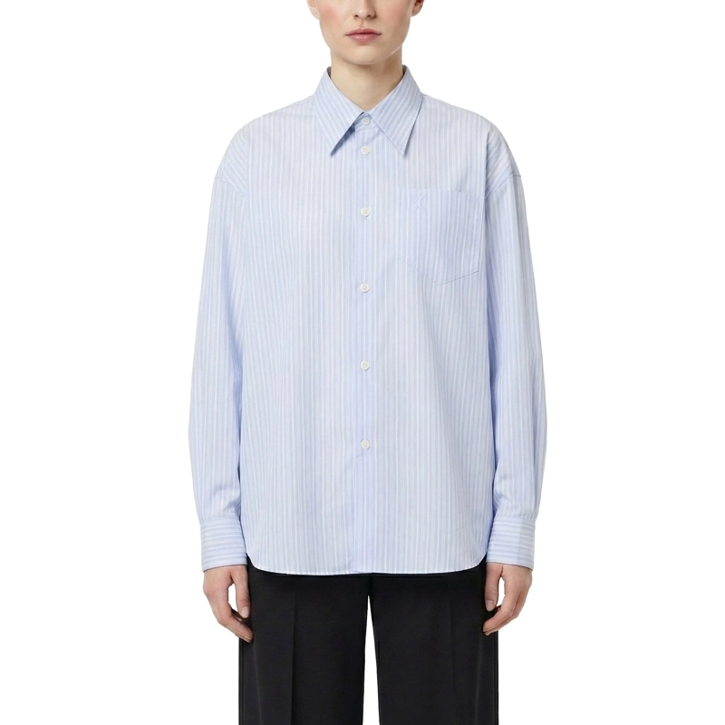 AMI Paris Bluse Gestreifte Hemdbluse blau(Image 2)