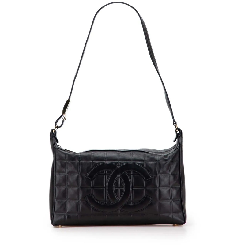Chanel Schultertasche Medium Lambskin Chocolate Bar Shoulder Bag schwarz