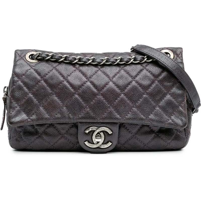 Chanel Sac à bandoulière Medium Quilted Caviar Easy Flap lila