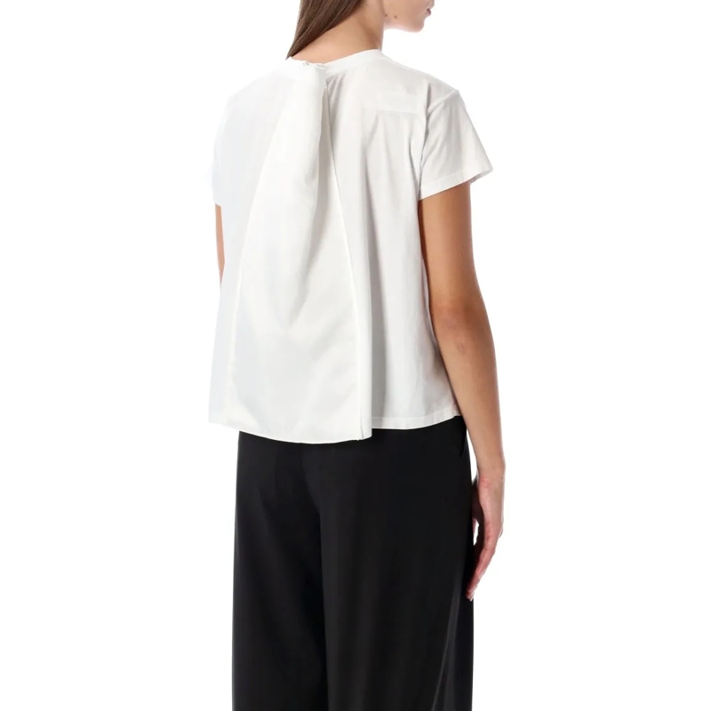 MM6 Maison Margiela T-Shirt Fitted Cotton Jersey T-Shirt With Pleated P Black