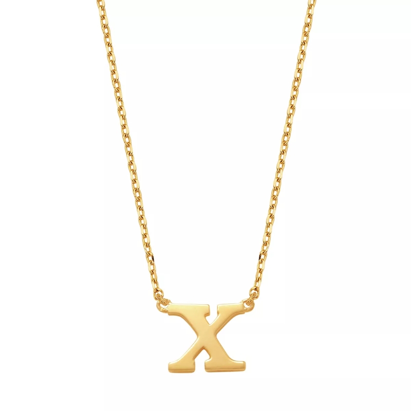 Isabel Bernard Collier court Le Marais Chloé 14 Karat Initial Necklace Letter X Gold
