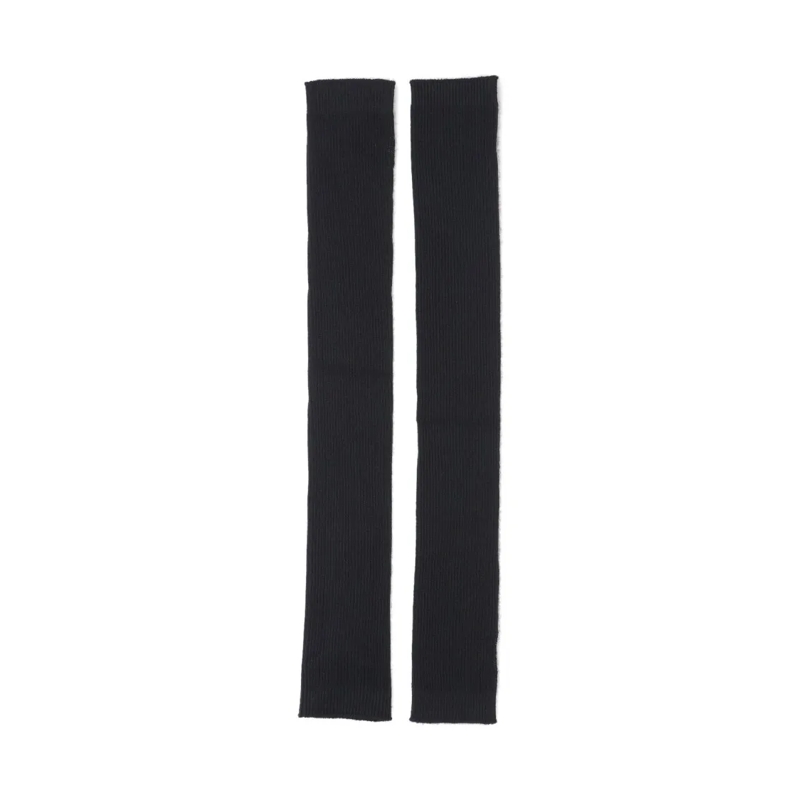 Sa Su Phi Gants Long Ribbed Knit Gloves With Thumb Hole Design Black