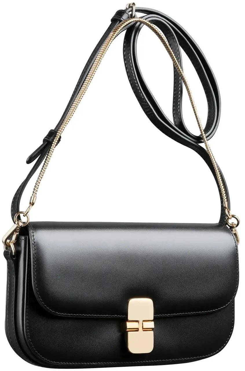 A.p.c. Zwarte Leren Schoudertas Vintage Stijl Black Dames